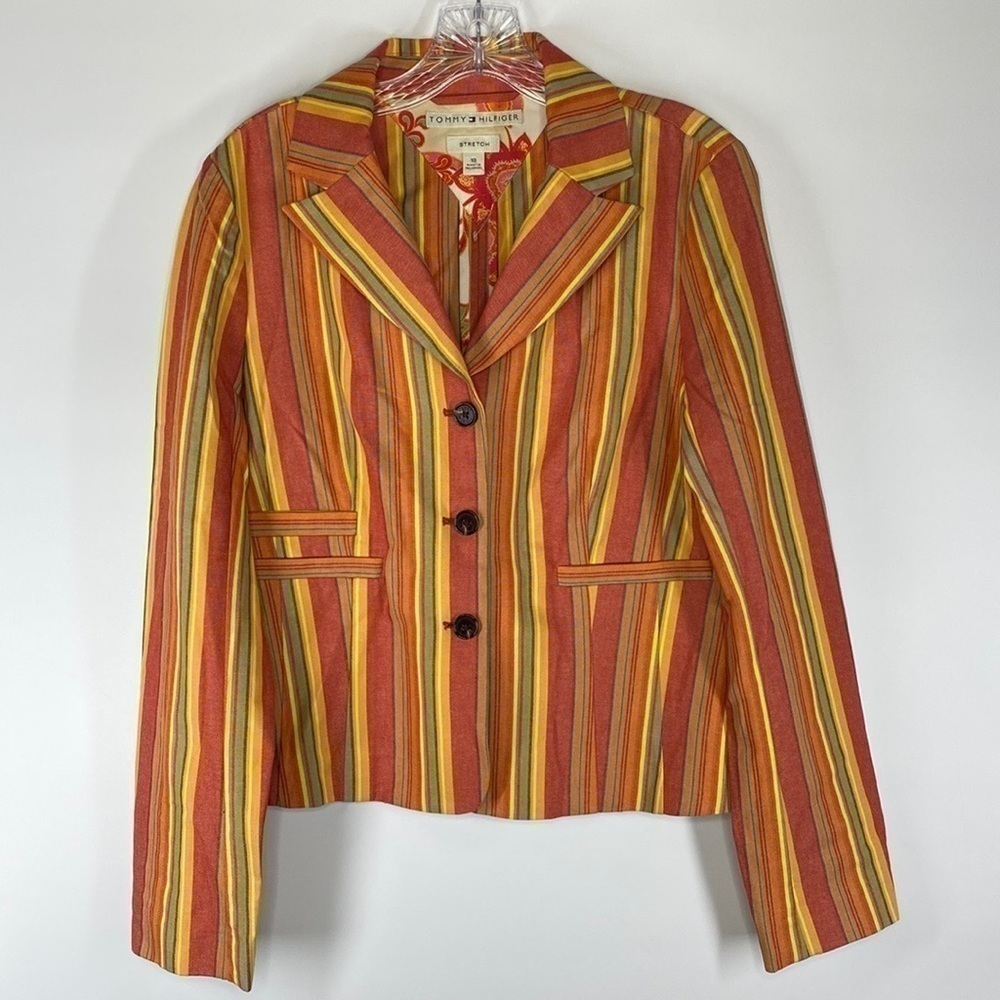 Vintage Tommy Hilfiger Striped Stretch Blazer Jacket NWOT Size 10